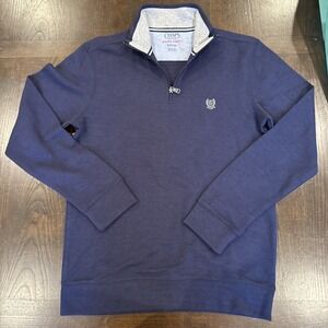 Chaps Men's Coastal Fleece Quarter Zip Pullover Sweater Navy Blue Sz S